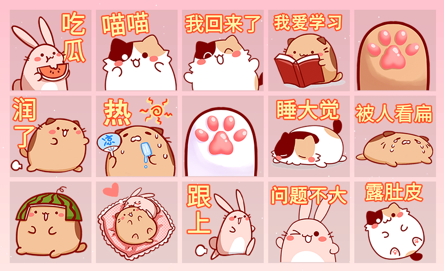 肥喵与兔纸-肥喵餐厅 表情包预览