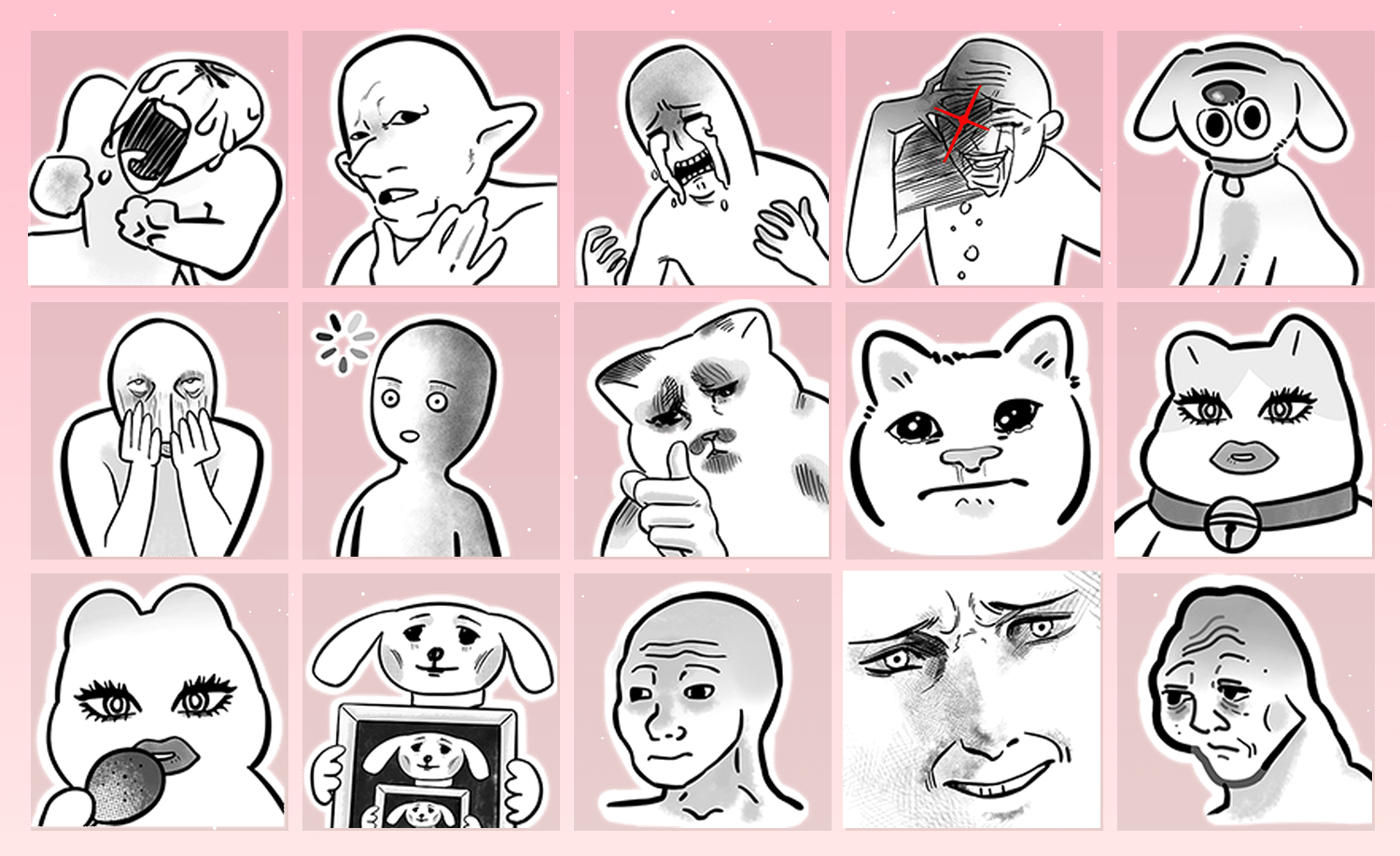 黑白抽象漫画 表情包预览