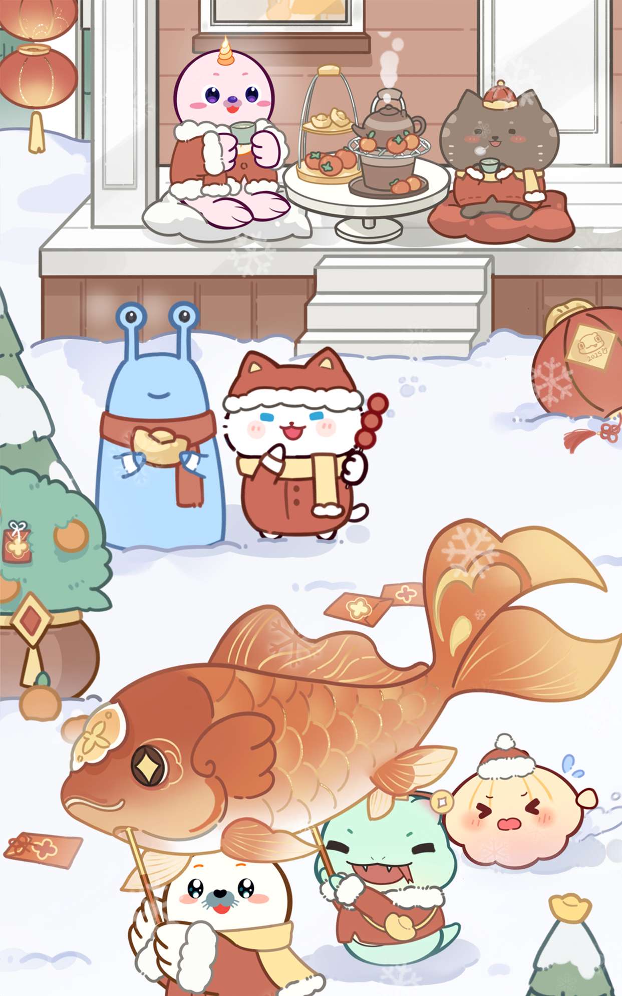 海豹良小宝Friends围炉煮茶 壁纸预览
