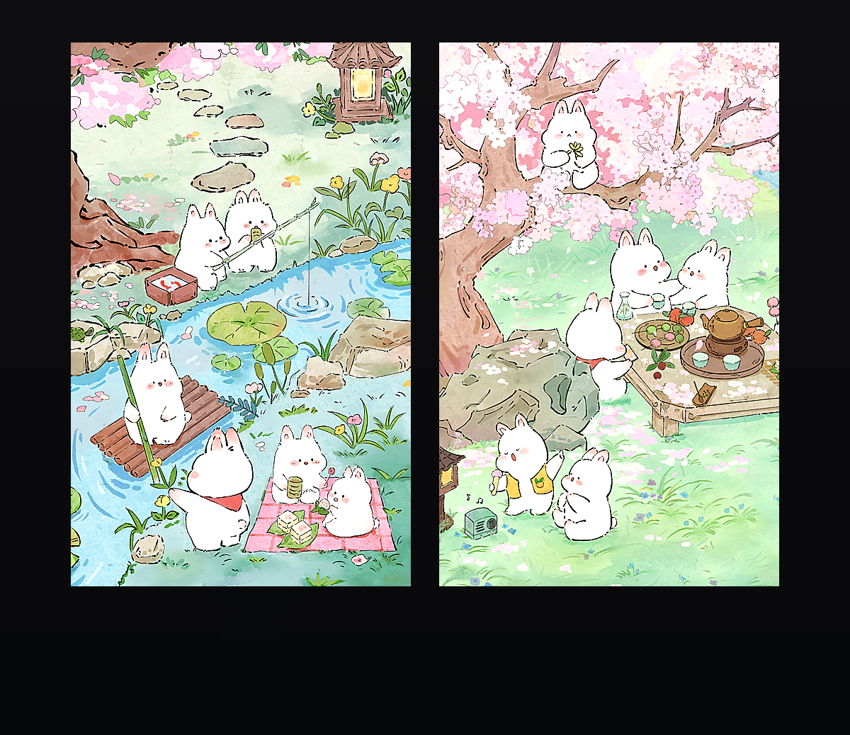 国风·兔兔桃花源 壁纸预览
