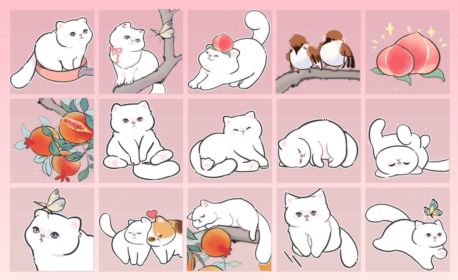 白桃与猫 表情包预览