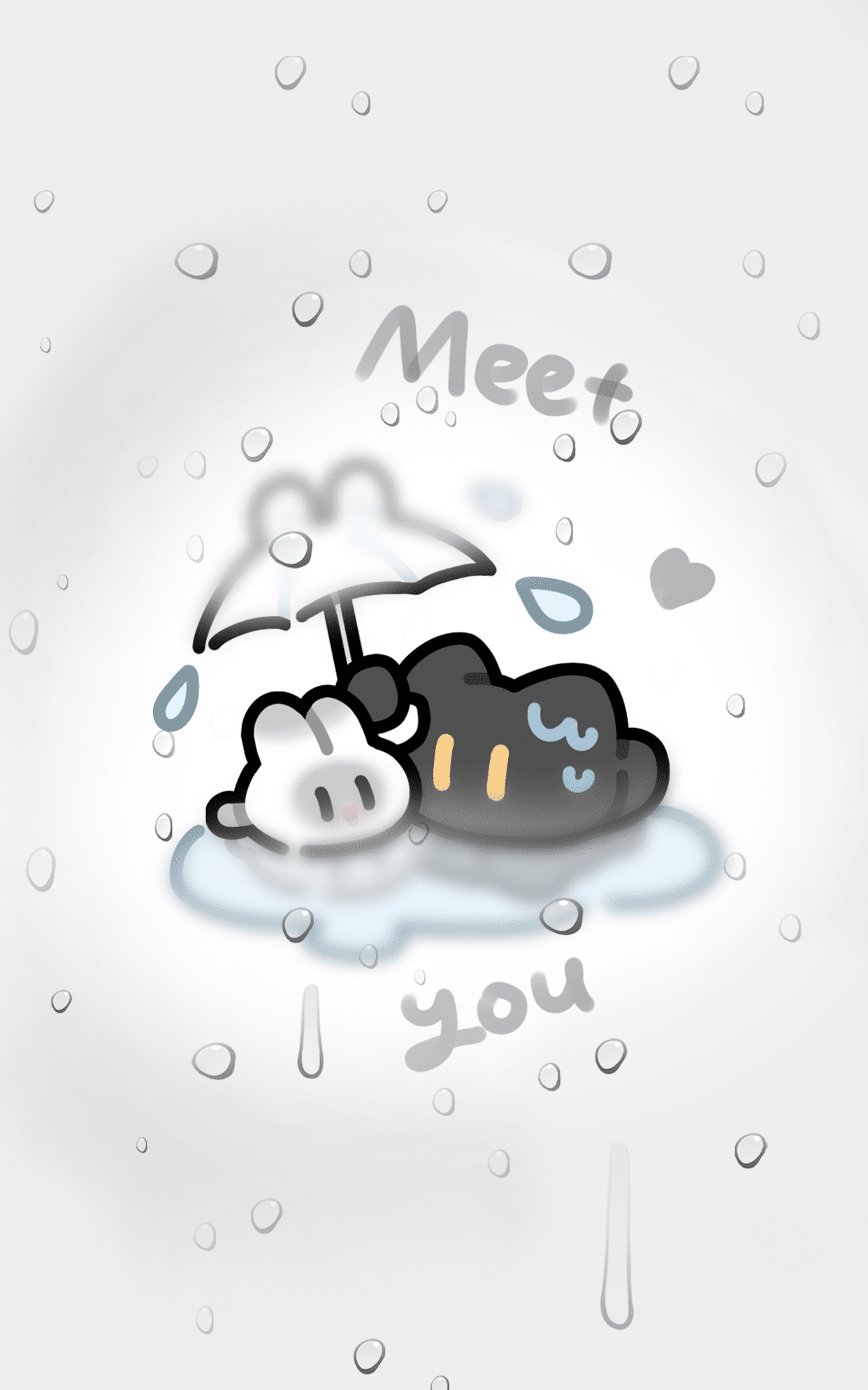 雨天小黑猫 壁纸预览