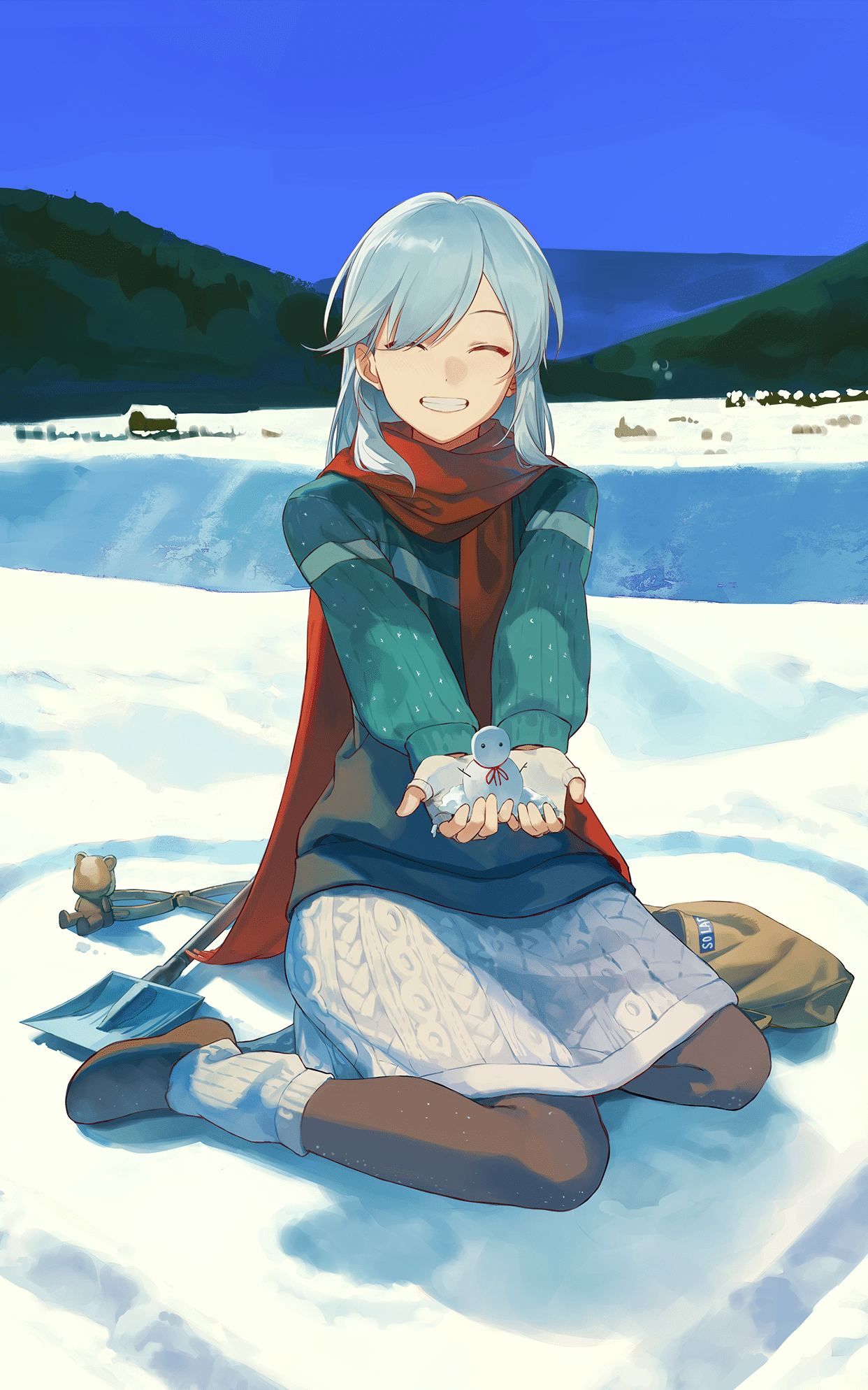 少女与雪人 壁纸预览